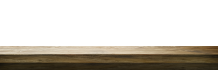 empty wooden table for various uses with transparent PNG background - easy modification