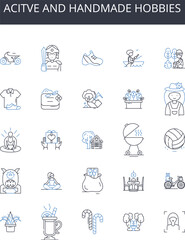 Acitve and handmade hobbies line icons collection. Engaged, Occupied, Involved, Busy, Productive, Working, Generating vector and linear illustration. Crafting,Artistic,Creative outline Generative AI
