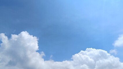 Bright Blue Sky with clouds background Copy Space For Text