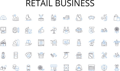 Retail business line icons collection. synergy, teamwork, coordination, partnership, community, interaction, communication vector and linear illustration. unity,joint effort,connection Generative AI
