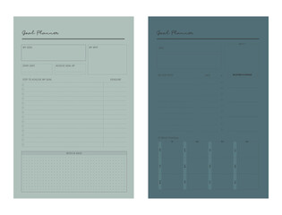 set of Goal Month Planner template. Business organizer page. Paper sheet. Realistic vector illustration.	
