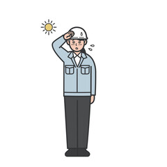 暑そうにしている作業員のイラスト
