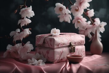 Cherry blossom design for fashion, interior, and packaging. Generative AI