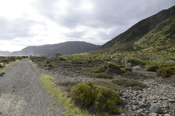 landscape with mountains and clouds