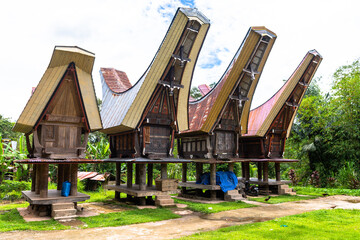 traditional houses of tana toraja in londa village, indonesia