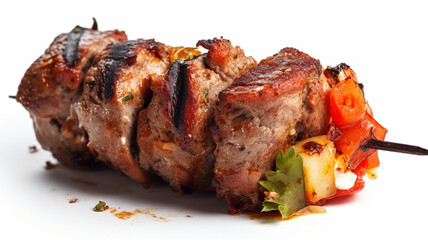 grilled beef meat on a white background generative IA