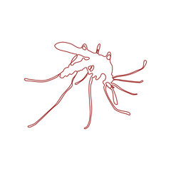 Red Mosquito outline icon, vector illustration in trendy design style, isolated on white background. Editable graphic resources for many purposes. Mosquito silhouette.