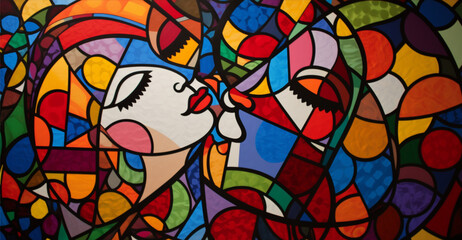 Pintura moderna colorida criada por IA