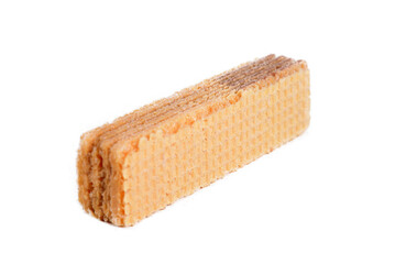 wafer filled with chocolate biscuit sweet junk food isolated on white background with space for text