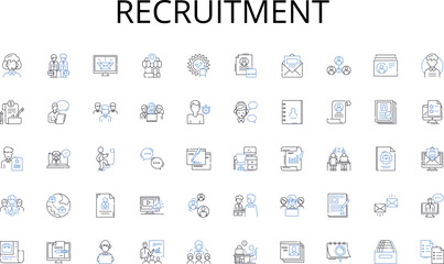 Recruitment line icons collection. Unique, Chic, Exclusive, Trendy, High-end, Handmade, Artisan vector and linear illustration. Vintage,Fashionable,Couture outline signs set Generative AI