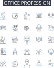 Office profession line icons collection. Budgeting, Accounting, Invoicing, Reimbursement, Tracking, Reporting, Audit vector and linear illustration. Cashflow,Expense,Software outline Generative AI