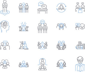 Digital seminar line icons collection. Webinar, Virtual, Online, Cyber, Technical, Virtual learning, Internet vector and linear illustration. E-learning,Computing,Remote outline signs Generative AI