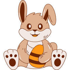 Cute Bunny Playing Illustration Vector