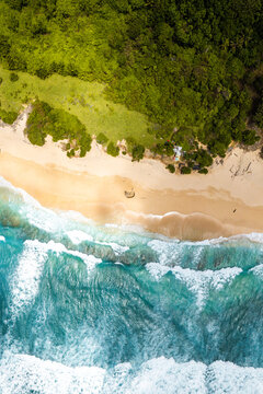 Aerial view of Nunggalan beach in Bali, Indonesia