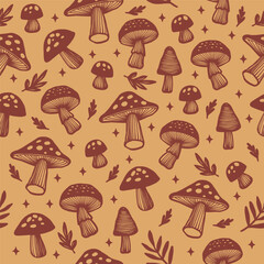 Pattern seamless plant mushroom