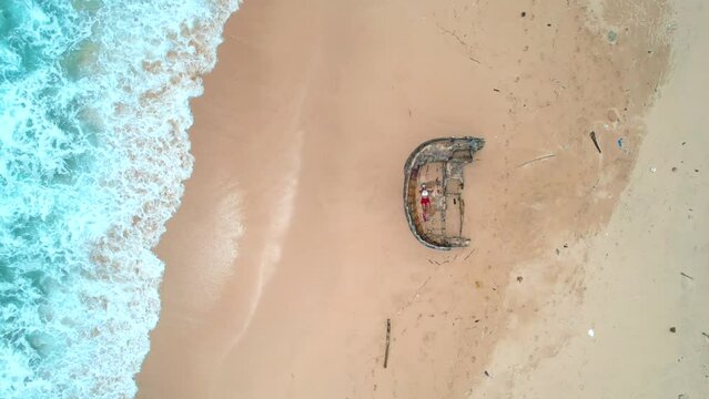 Aerial view of Nunggalan beach in Bali, Indonesia