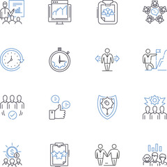Implementation line icons collection. execution, deployment, integration, realization, attainment, materialization, performance vector and linear illustration. Generative AI