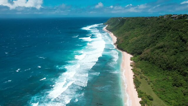 Aerial view of Nunggalan beach in Bali, Indonesia