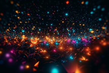 Vibrant backdrop with a pattern of stars, created digitally. Generative AI