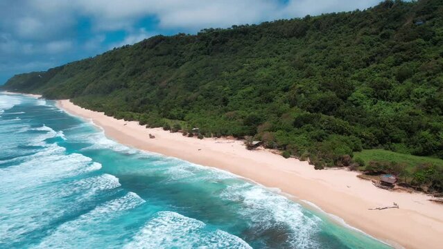 Aerial view of Nunggalan beach in Bali, Indonesia
