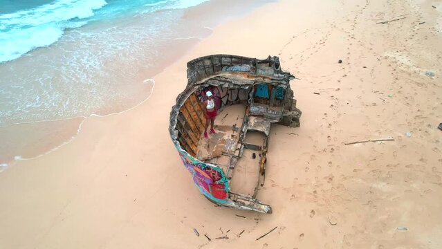 Aerial view of Nunggalan beach in Bali, Indonesia