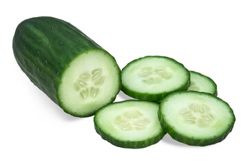 Fresh cucumber, sliced. On a transparent background. isolated object.