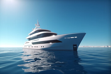 Fototapeta na wymiar Glamorous yacht at sea with clear blue skies, Generative AI 