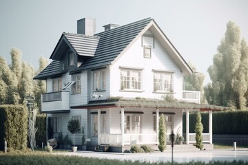 Fototapeta na wymiar A 3D illustration of a house on a white background. Generative AI