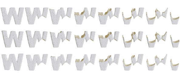 Milk cream with Almonds and Vanilla Ice Cream Bars W-shaped, 3D rendering