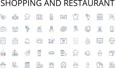 Shopping and restaurant line icons collection. Wellness, Health, Mindfulness, Self-care, Fitness, Relaxation, Happiness vector and linear illustration. Balance,Meditation,Nutrition Generative AI