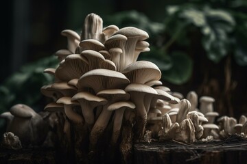 Oyster mushrooms - a type of edible fungi. Generative AI