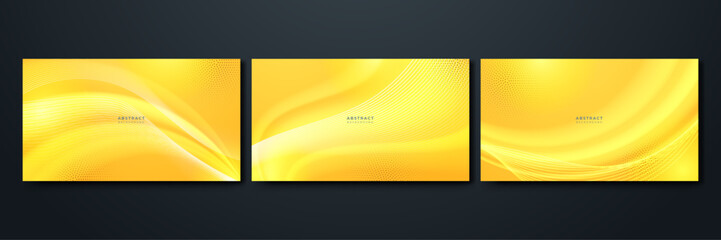 Abstract yellow background with wave line modern trendy fresh color for presentation design, flyer, social media cover, web banner, tech banner