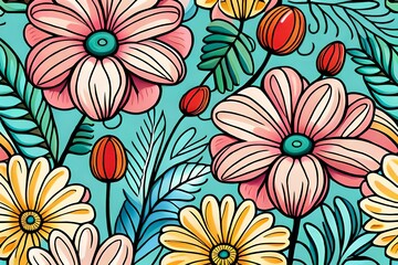 Beautiful flowers repeating pattern Generative AI