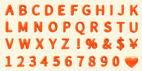 3D Orange left leaning balloon set