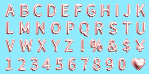 3D pink left leaning balloon set