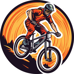 illustration man riding a bike for t shirt design