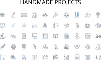 Handmade projects line icons collection. Heritage, Tradition, Inheritance, Remembrance, Ancestry, Lineage, Endowment vector and linear illustration. Perpetuity,Continuity,Succession Generative AI