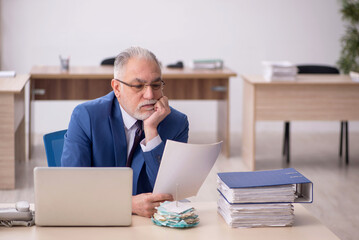 Old male employee working in the office