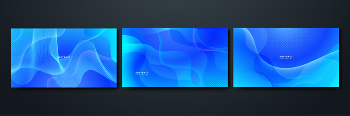 Abstract modern blue gradient waves overlap background with copy space for text. Minimal concept. Vector illustration