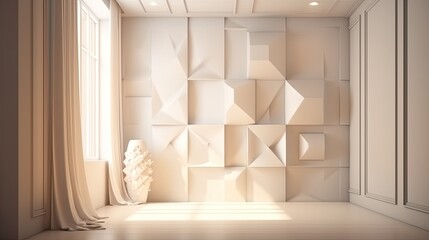 White contemporary interior. Soft lighting on geometric walls. Abstract modern mockup templates. Architecture.