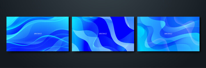 Abstract modern blue gradient waves overlap background with copy space for text. Minimal concept. Vector illustration