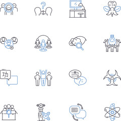 Fototapeta premium Elite education line icons collection. Prestigious, Exclusive, High-end, Elite, Selective, Exceptional, Upscale vector and linear illustration. Top-tier,Privileged,Sophisticated outline Generative AI
