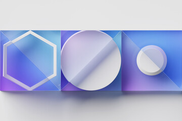 Close-up 3d  colorful  illustration. Simple geometric shapes, 3D illustration. Abstract colored minimalistic composition.