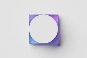 3d illustration geometric volumetric figure, a square with a round hole inside with a shadow