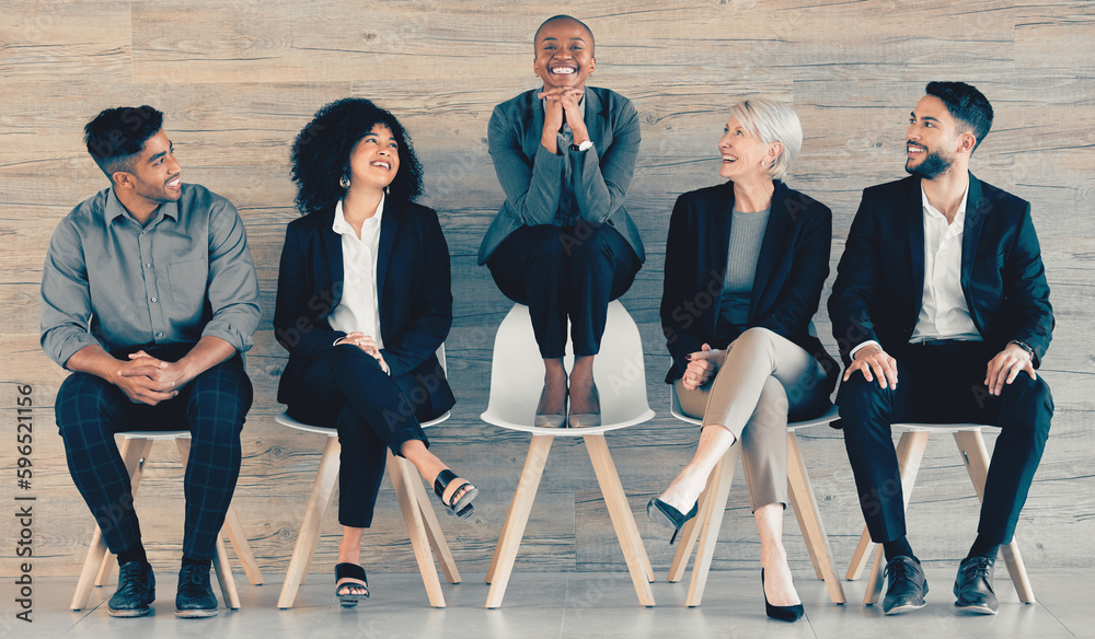 Canvas Prints Nothing worthwhile comes easily. Shot of a group of businesspeople sitting in a row in an office at work.