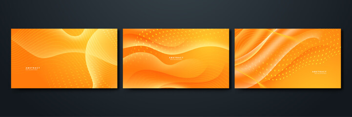 Minimal geometric background. Orange elements with fluid gradient. Dynamic shapes composition.