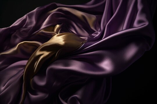 Purple And Gold Abstract Silk Cotton Background. Generative AI