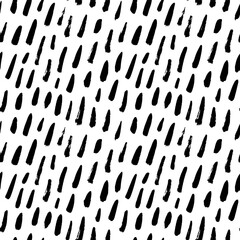 Rain motif seamless pattern with diagonal brush strokes. Hand drawn abstract short thick lines. Seamless texture with simple dashed strokes. Hand drawn regular doodle bold lines. Black paint smears.