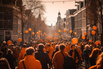 Koningsdag: A Time for Unity and National Pride in the Netherlands AI Generated - obrazy, fototapety, plakaty