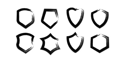 Set of badge shapes. Vector shield silhouette. Security, football patch isolated on white background